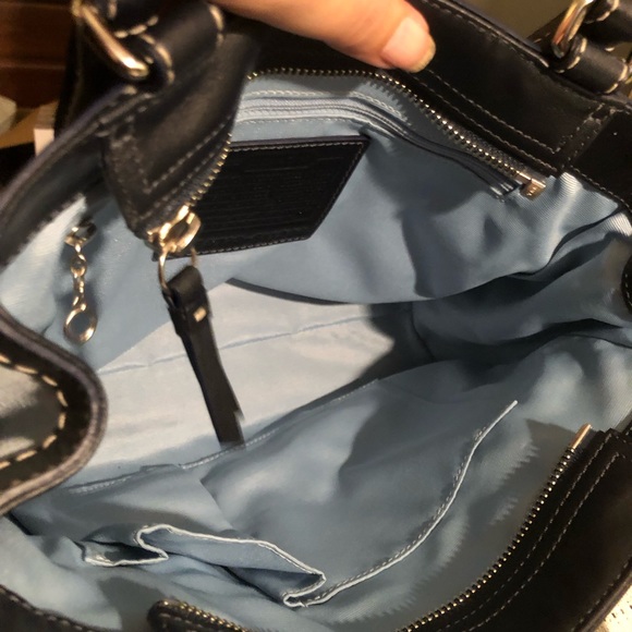 Coach blue suede and leather satchel - Picture 9 of 9